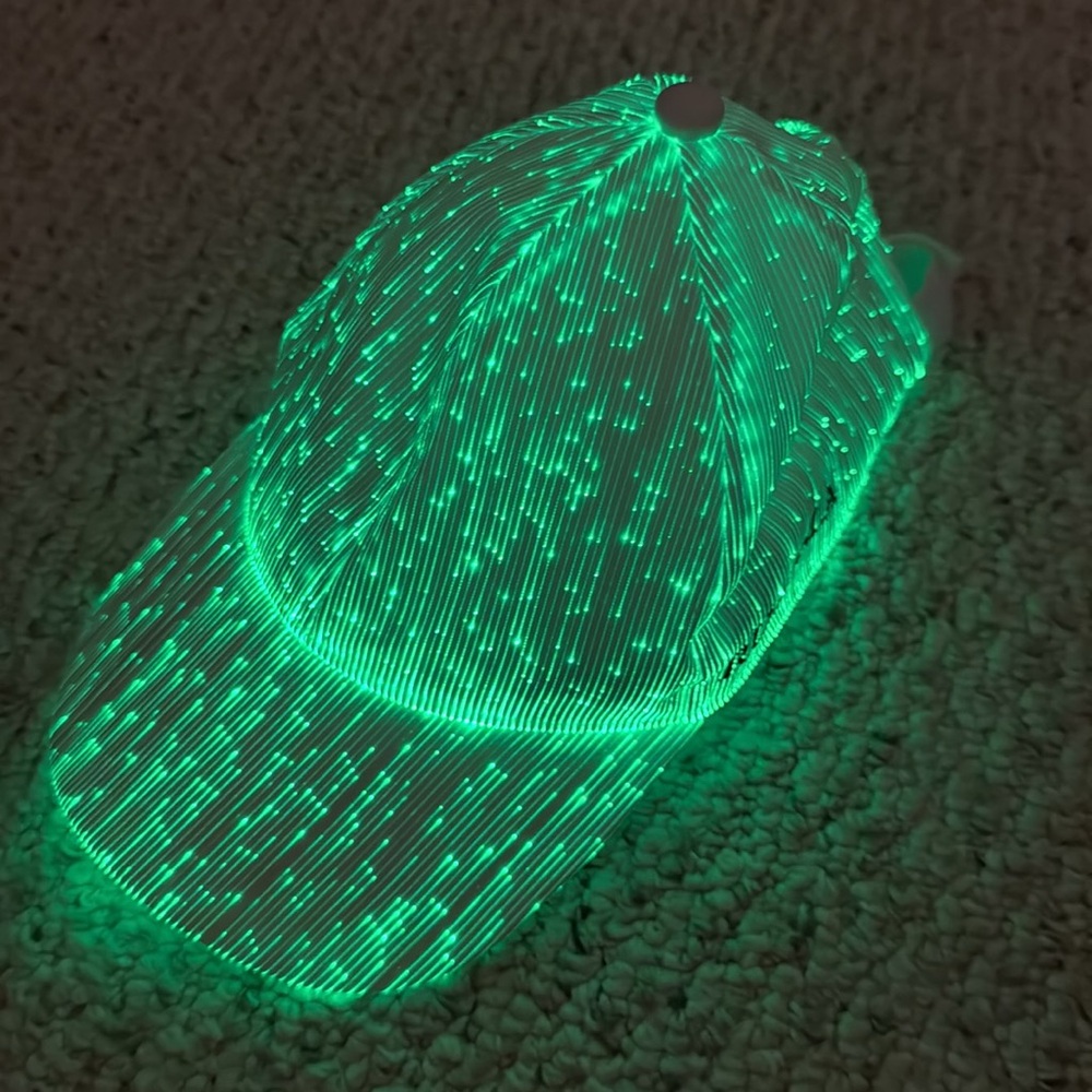 Fiber Optic Cap LED hat 7 Colors Luminous Glowing EDC Baseball Hats USB white - Picture 3 of 17